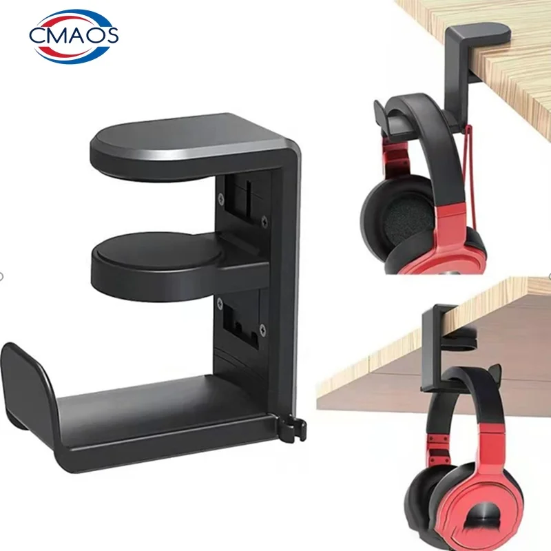 Headphone Stand Desk - Kabelloser Tischclip-Kopfhörerhalter, 360 Grad drehbarer Kopfhörer-Aufhänger,