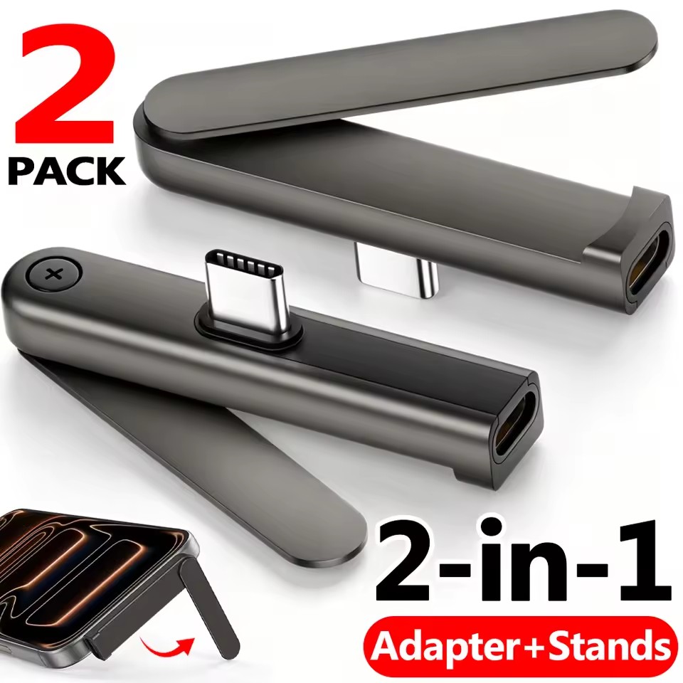 Headphone Stand Desk - 2/1 Stück Tragbarer USB-C-auf-3,5-mm-Audio-Adapter, faltbarer Ständer