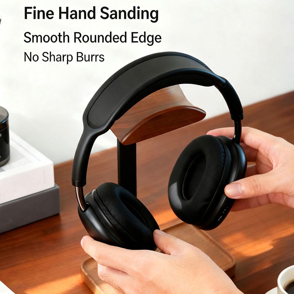 Headphone Stand Desk - Walnuss-Kopfhörerständer zur Aufbewahrung von Schreibtischartikeln, rutschfeste