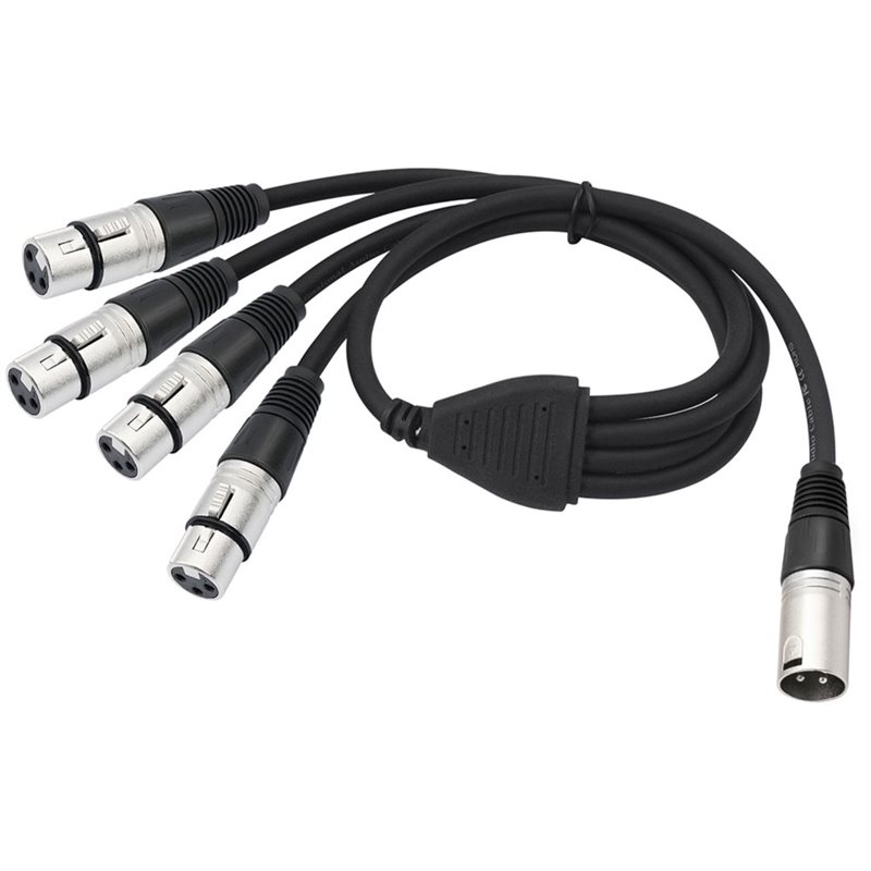 Audio Splitter Y - PHILE-3-Pin-XLR-1-Stecker-auf-4-Buchsen-Y-Splitter-Audiokabel, 4-Wege-1-XLR-Eingangskabel mit vier Ausgängen für