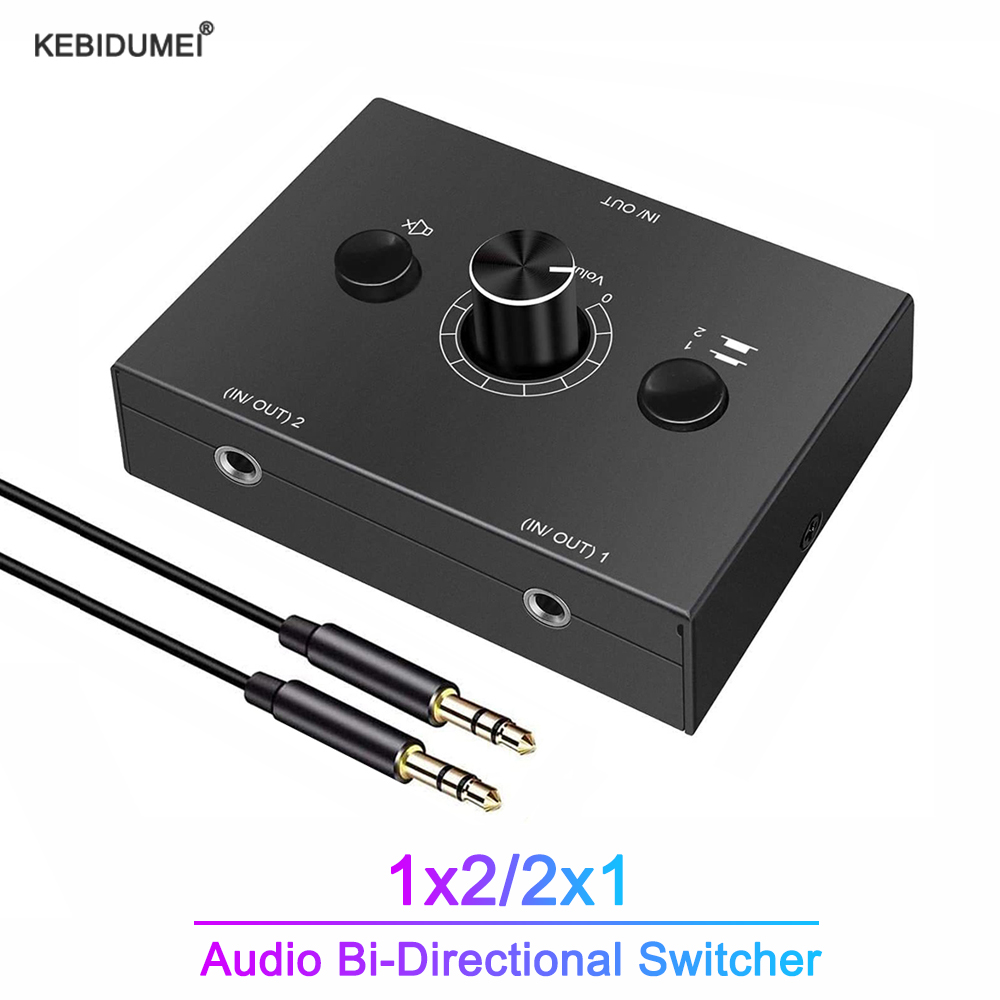 Audio Splitter Y - 3,5-mm-Stereo-Audio-Schalter 2x1/1x2 bidirektion aler Umschalter mit