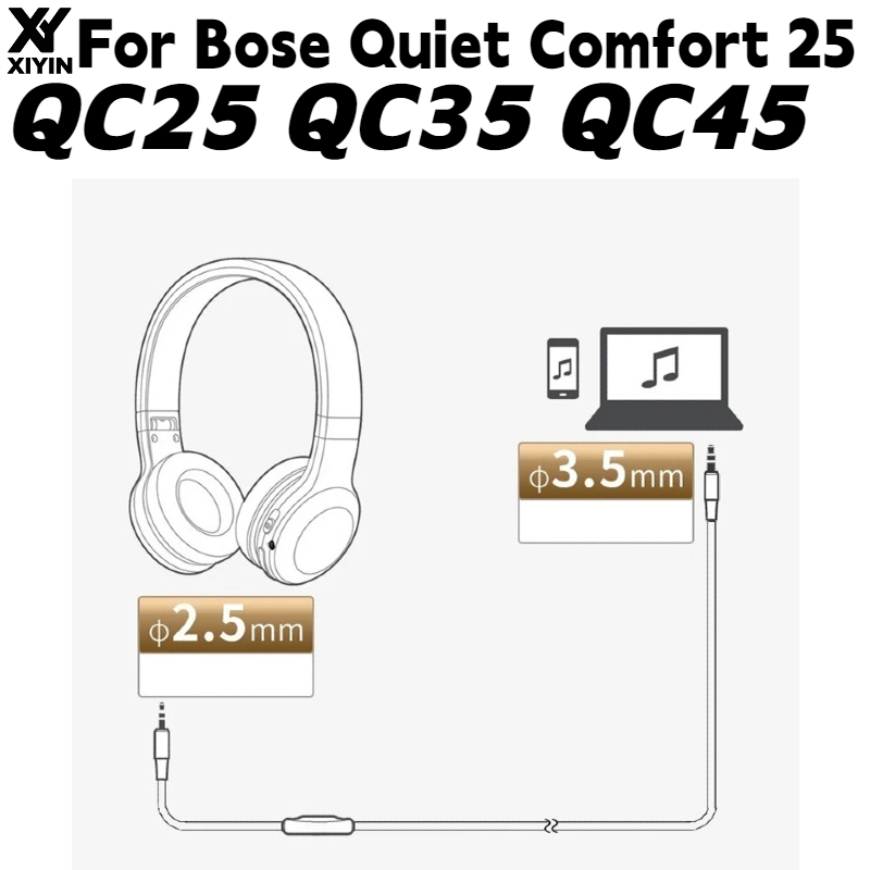Bose Headphone Qc45 - Plug-and-Play-Audiokabel mit 2,5-mm- und 3,5-mm-Klinkensteckern und